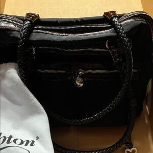 Black Women's Bag with Braided Handles